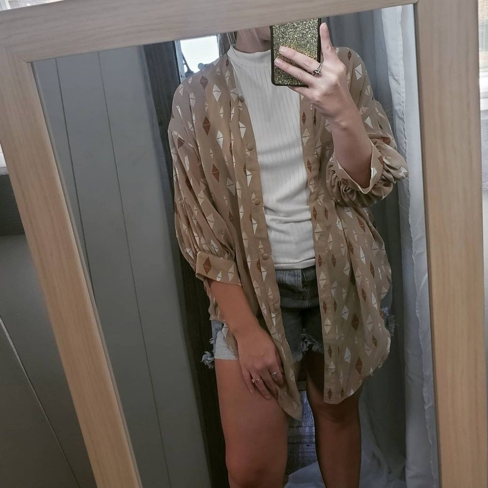 Easel Button Up Sheer Top